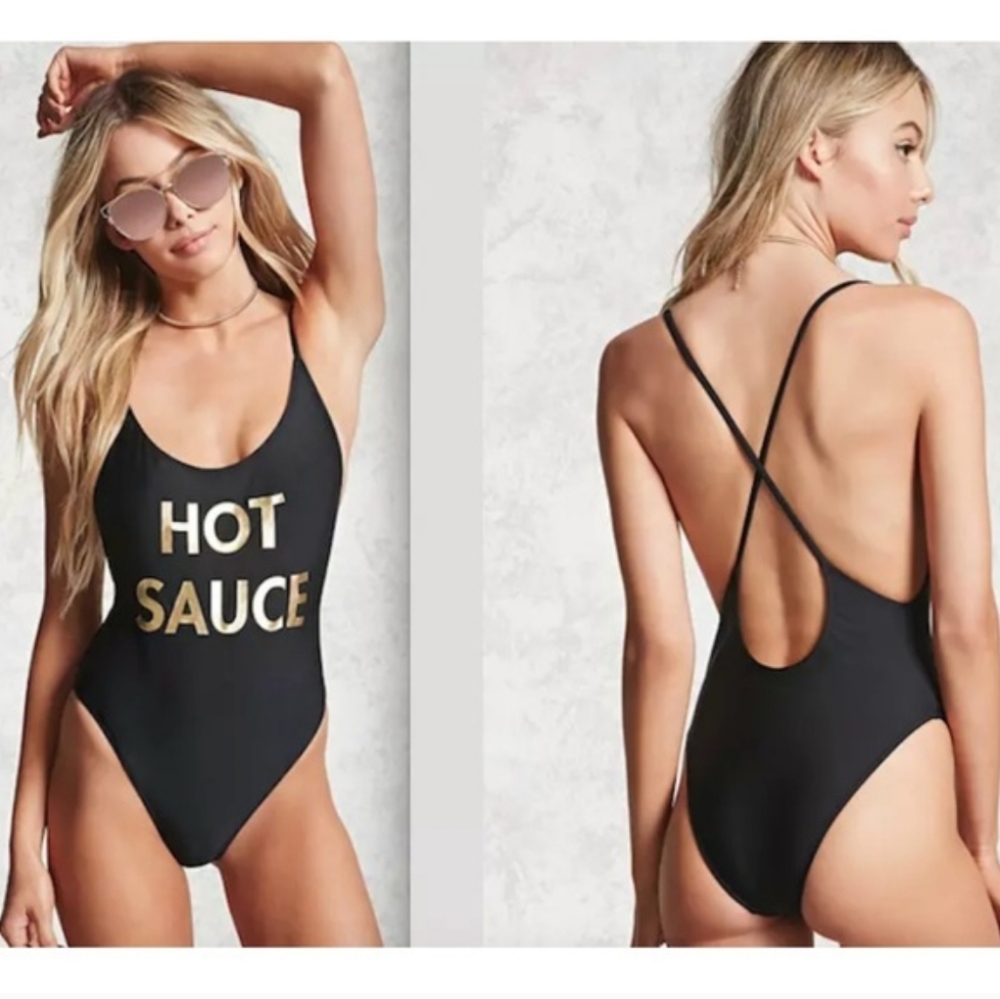 Forever 21 Black Hot Sauce swimsuit